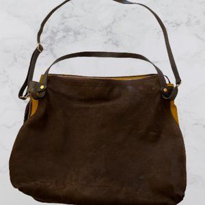 Large suede shoulder bag